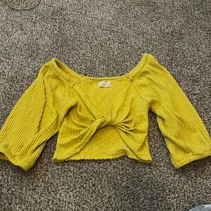 yellow tie crop top